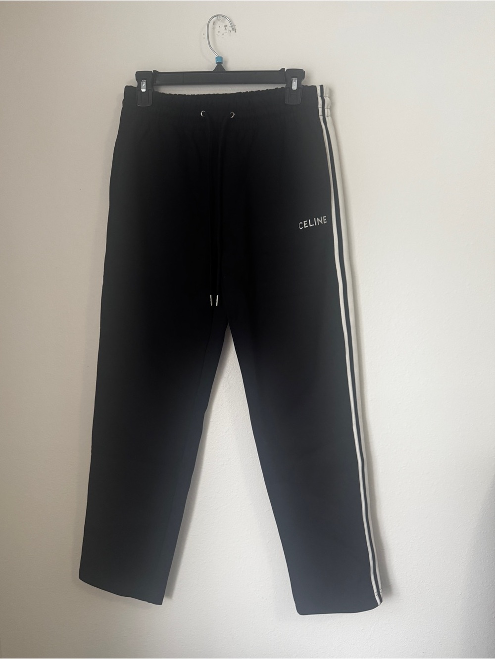 Celine Black Sweatpants with White Side Stripes